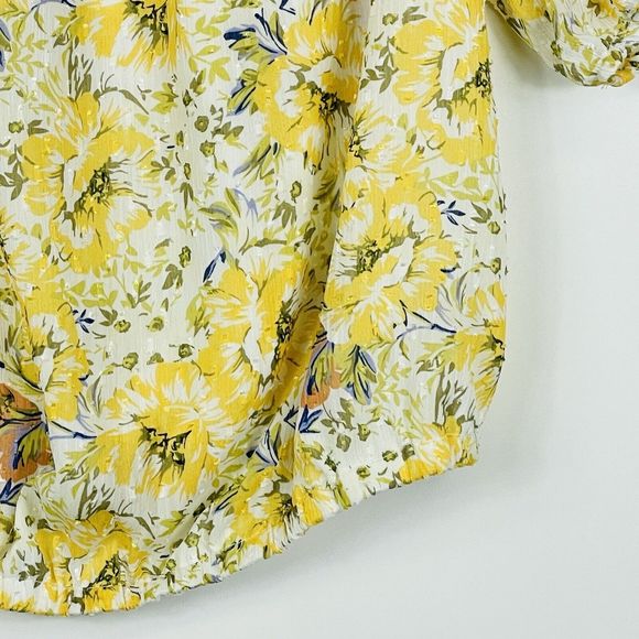 Joie Yellow Chiffon Lined Floral Crop Off Shoulder Top Shirt Womens Small NEW - Picture 3 of 6
